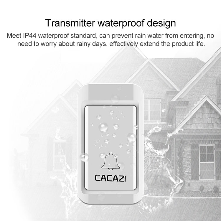 CACAZI V027G One Button Three Receivers Self-Powered Wireless Home Kinetic Electronic Doorbell, UK Plug — view 6