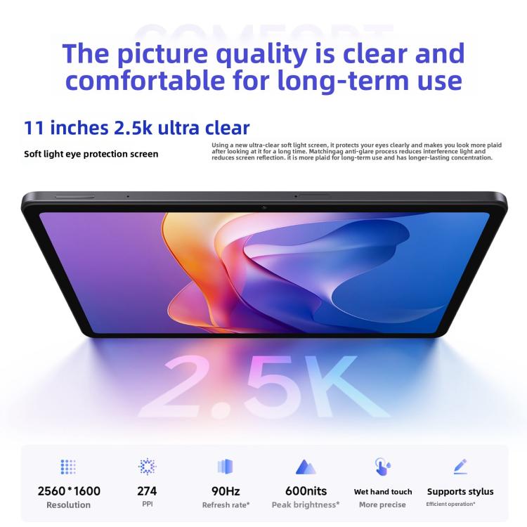 REDMI Pad 2 11 inch Tablet PC, HyperOS 2, MediaTek G100-Ultra Octa Core CPU, 8GB+128GB