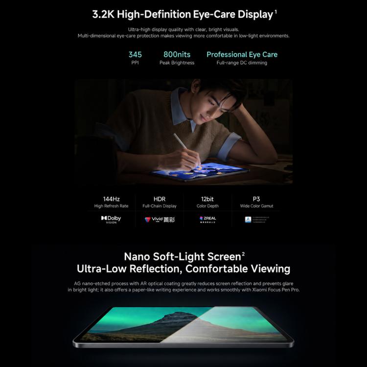 Xiaomi Pad 9 11.2 inch Soft Light Screen, HyperOS 4.0 Qualcomm Snapdragon 8s Gen4 Octa Core