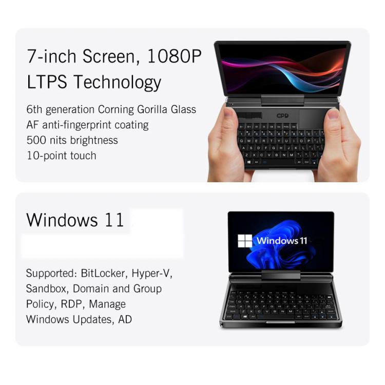 GPD MicroPC 2 Handheld Gaming PC, 16GB+512GB, 7 inch Windows 11 Pro Intel Processor N250, US Plug — view 9