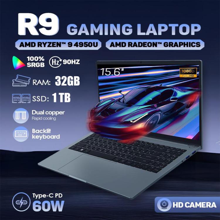 G16 Air 15.6 inch Gaming Laptop, Windows 11 Pro AMD Ryzen 9 4950U Octa Core, EU Plug, 32GB+1TB