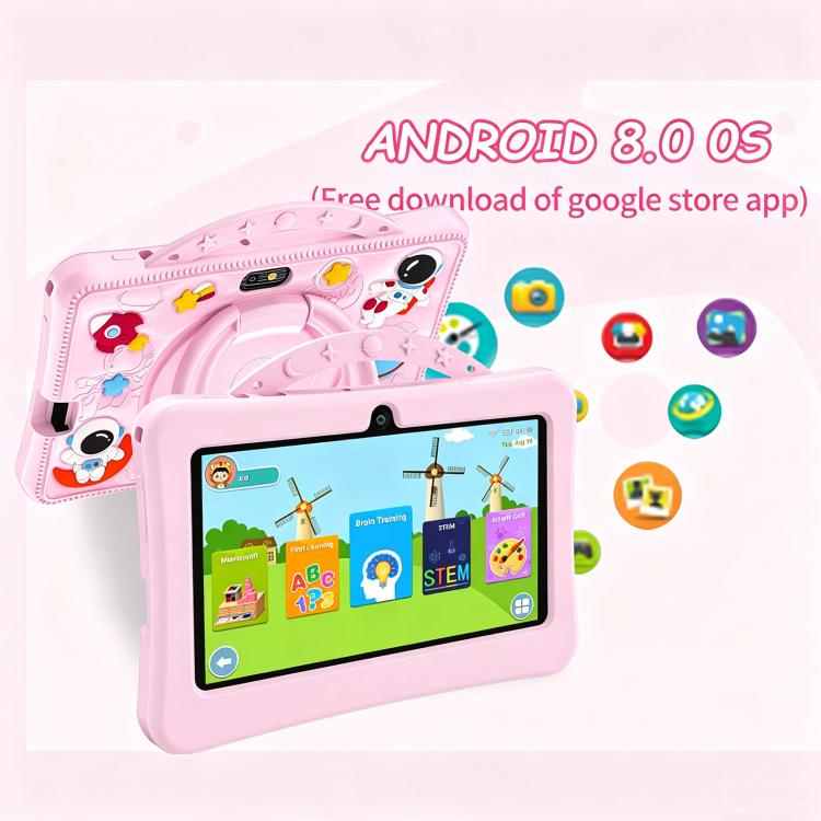 7 inch WiFi Kids Tablet PC with Portable Astronaut Silicone Case, 1GB+16GB, Android 8.0 MTK6735 Quad Core CPU, UK Plug