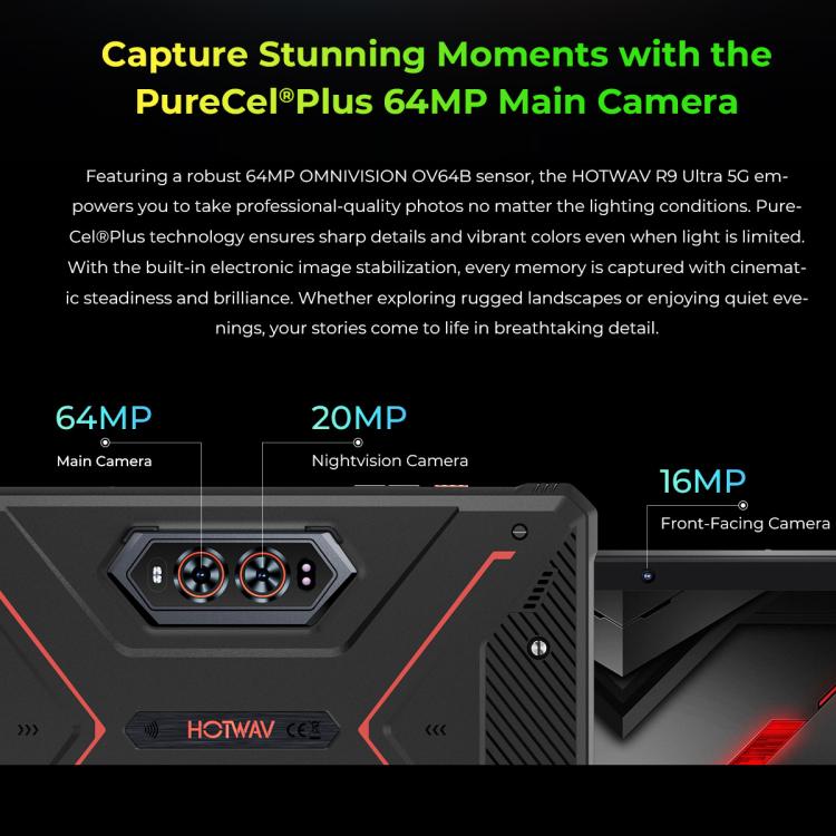HOTWAV Tab R9 Ultra IP68/IP69K Rugged Tablet, 8GB+512GB, 11 inch Android 15 Unisoc T8200 Octa Core 5G Network, Global Version with Google Play, EU Plug