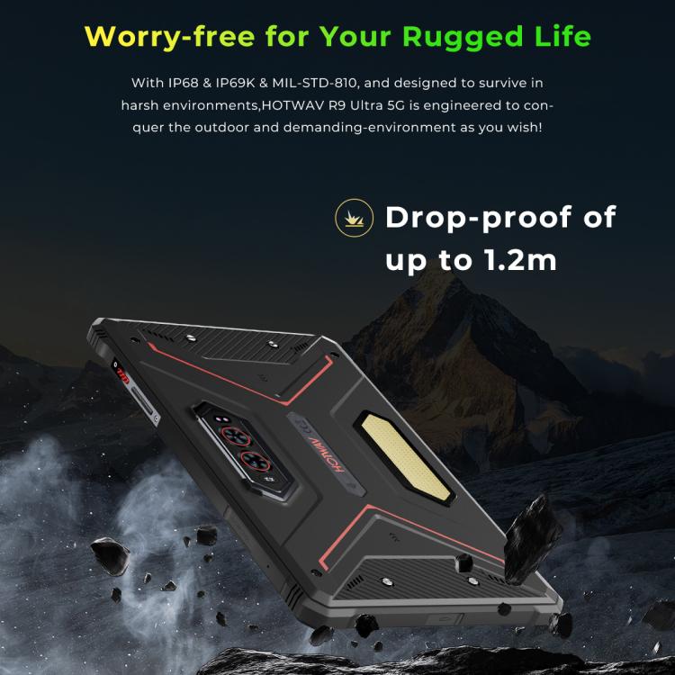HOTWAV Tab R9 Ultra IP68/IP69K Rugged Tablet, 8GB+512GB, 11 inch Android 15 Unisoc T8200 Octa Core 5G Network, Global Version with Google Play, EU Plug