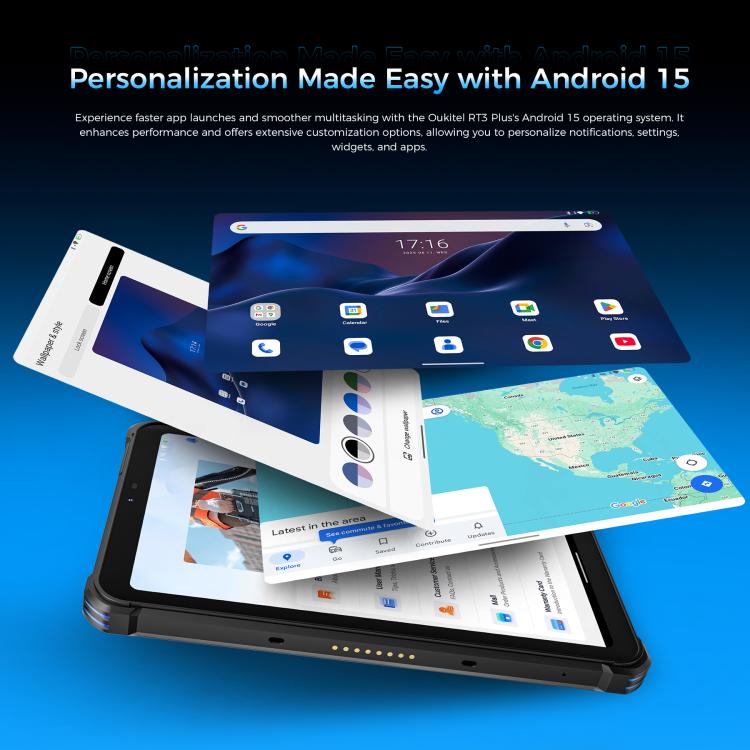 OUKITEL RT3 Plus 4G Network IP68/IP69K Rugged Tablet, 4GB+128GB, 8.0 inch Android 15 MediaTek G81 Octa-Core Support Dual SIM, EU Plug