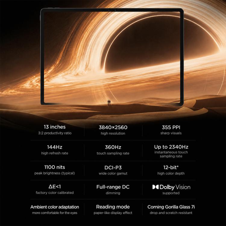 Lenovo LEGION Y900 13 AI Tablet, 13 inch Wi-Fi, 16GB+256GB, Android 16, Snapdragon 8 Elite Octa Core, US Plug