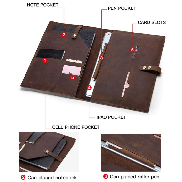 CF2002 For iPad Pro 10.5 inch Retro Crazy Horse Texture Buckle Multifunctional Tablet PC Protective Leather Case with Mobile Phone / Notebook Pockets & Card Slots