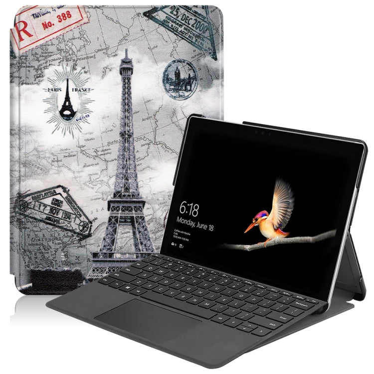 Retro Tower Pattern Colored Painted Horizontal Flip PU Leather Case for Microsoft Surface Go 10 inch, with Holder & Pen Slot, Microsoft Surface Go 10 inch