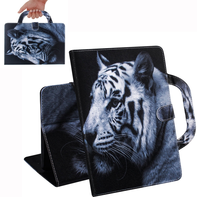 White Tiger Pattern Horizontal Flip Leather Case for Amazon Kindle Fire HD 8 2015/2016/2017/2018, with Holder & Card Slot & Wallet