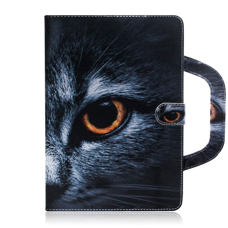 Half-Faced Cat Pattern Horizontal Flip Leather Case for Amazon Kindle Fire HD 10 2015/2017, with Holder & Card Slot & Wallet