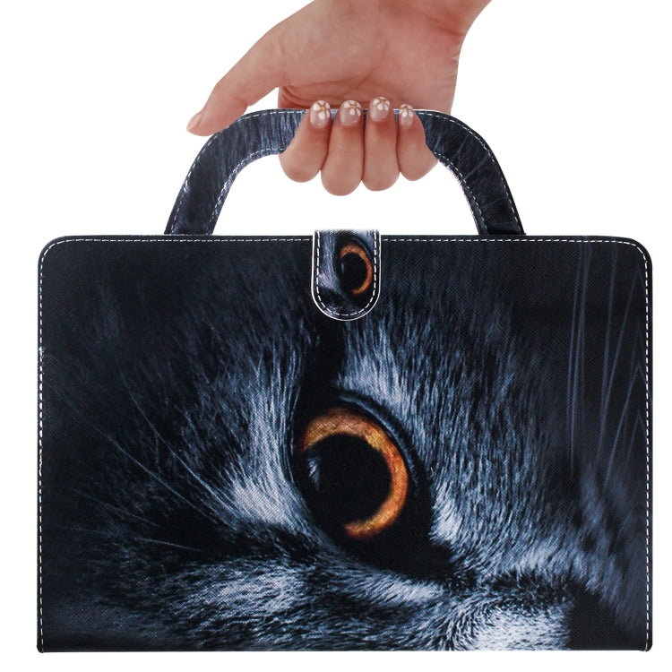 Half-Faced Cat Pattern Horizontal Flip Leather Case for Amazon Kindle Fire HD 10 2015/2017, with Holder & Card Slot & Wallet