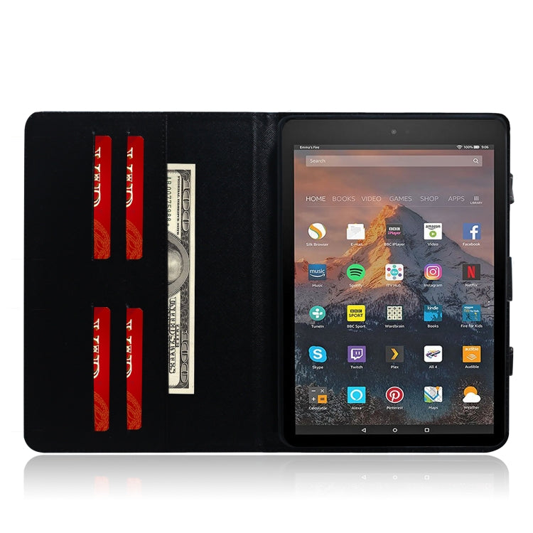 Half-Faced Cat Pattern Horizontal Flip Leather Case for Amazon Kindle Fire HD 10 2015/2017, with Holder & Card Slot & Wallet