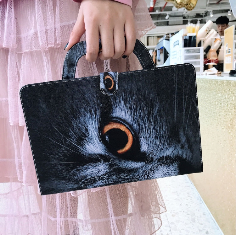 Half-Faced Cat Pattern Horizontal Flip Leather Case for Amazon Kindle Fire HD 10 2015/2017, with Holder & Card Slot & Wallet