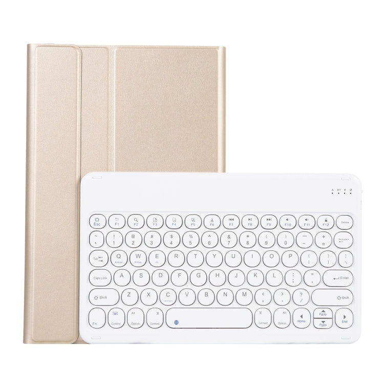 YAK10 2 in 1 Detachable Round Keycap Bluetooth Keyboard + Lambskin Texture TPU Protective Leather Tablet Case with Holder for Lenovo Qitian K10 TB-X6C6X — Rose Gold