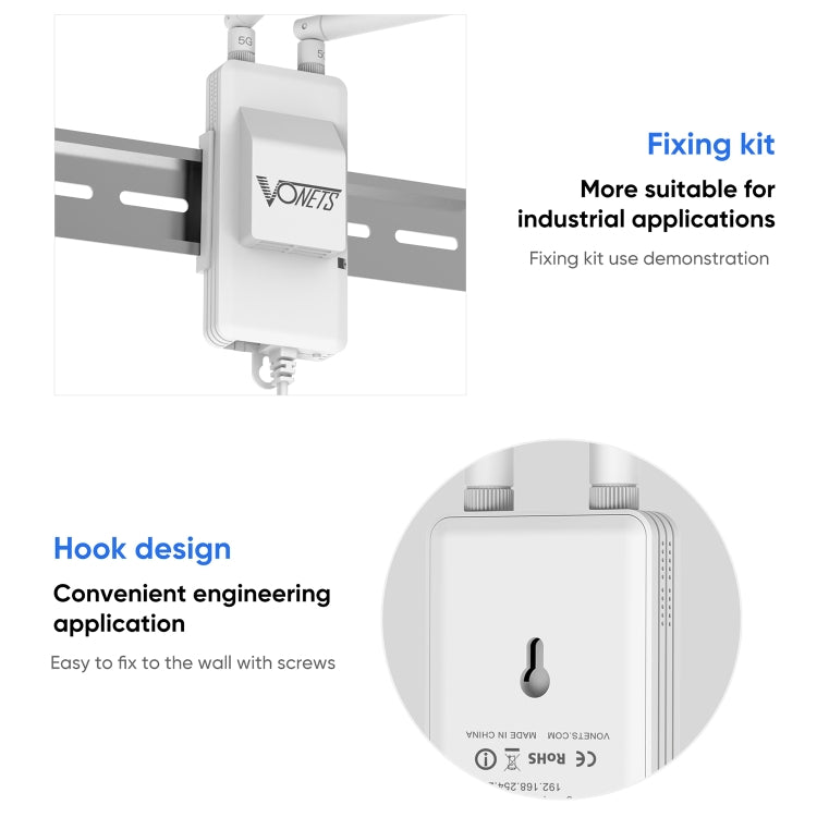 VONETS VAP11S-5G Mini Wireless Bridge 900Mbp WiFi Repeater with 2 Antennas & Fan