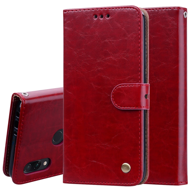 Business Style Oil Wax Texture Horizontal Flip Leather Case for Xiaomi Redmi 7, with Holder & Card Slots & Wallet