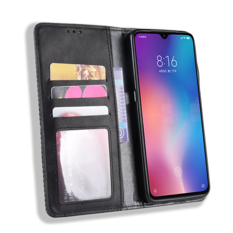 Magnetic Buckle Retro Texture Horizontal Flip Leather Case for Xiaomi Mi 9, with Holder & Card Slots & Wallet