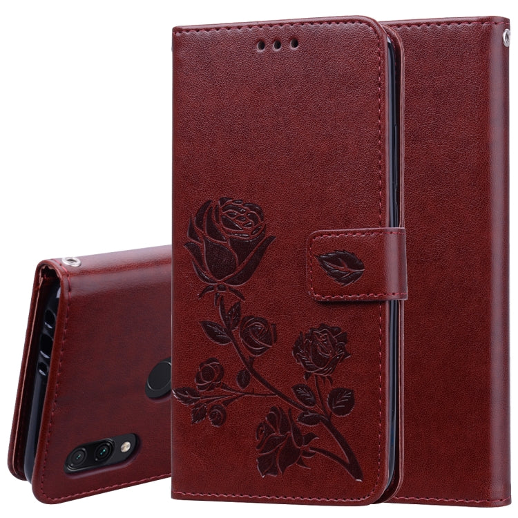Rose Embossed Horizontal Flip PU Leather Case for Xiaomi Redmi 7, with Holder & Card Slots & Wallet