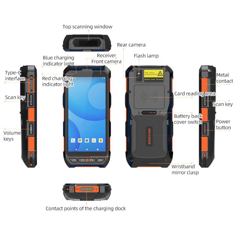 5.5 inch Android 10 IP65 RFID Handheld Industrial Data Terminal Barcode Scanner, Style: NFC UHF