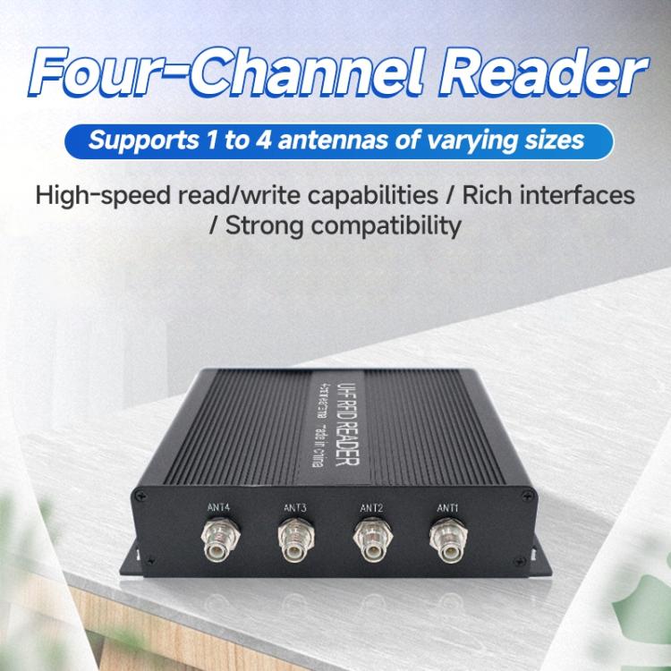 RFID 4-Channel UHF Long-Range Reader with Antenna, Industrial Access Control & Warehouse Management RFID Reader / Writer