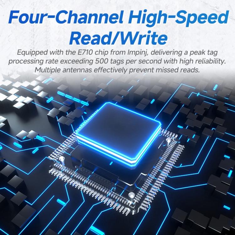 RFID 4-Channel UHF Long-Range Reader with Antenna, Industrial Access Control & Warehouse Management RFID Reader / Writer