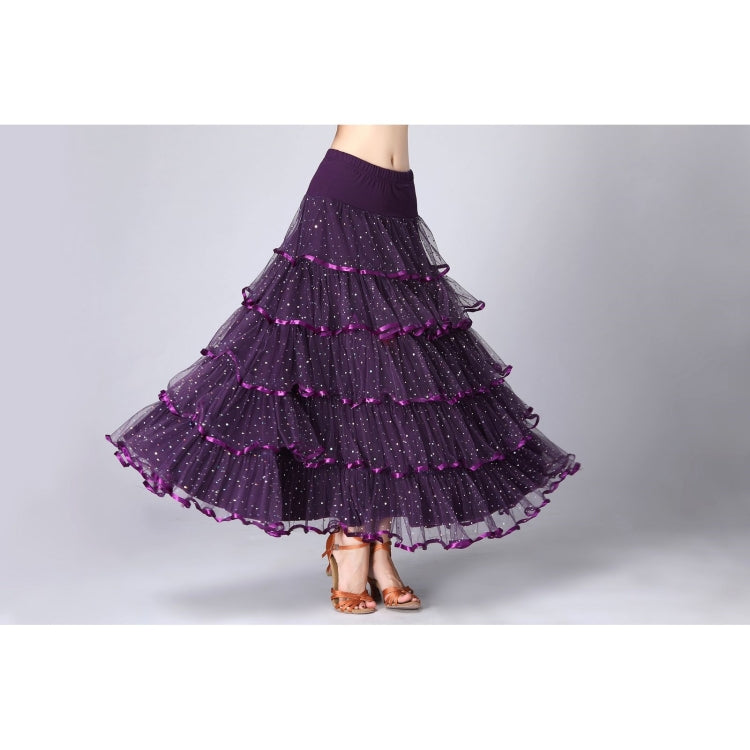 Sequin Swing Modern Dance Long Skirt Competition Costume — Green