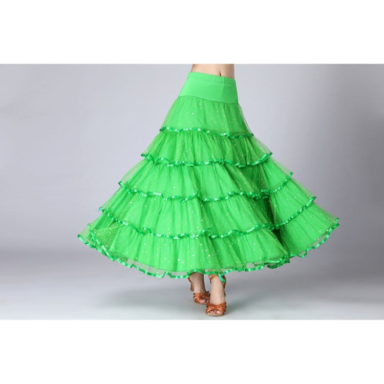 Sequin Swing Modern Dance Long Skirt Competition Costume — Black