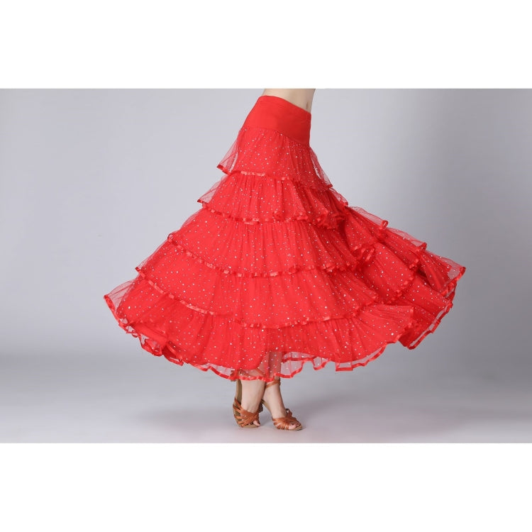 Sequin Swing Modern Dance Long Skirt Competition Costume — Royal Blue