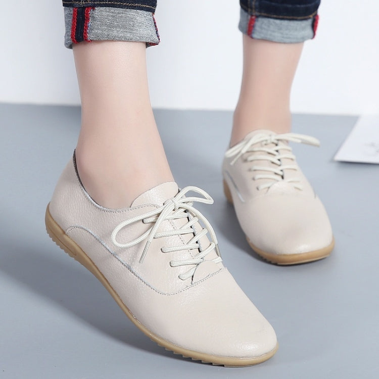 Flat Bottom Lightweight Fashion Casual Lace-up Leather Shoes for Woman — view 12