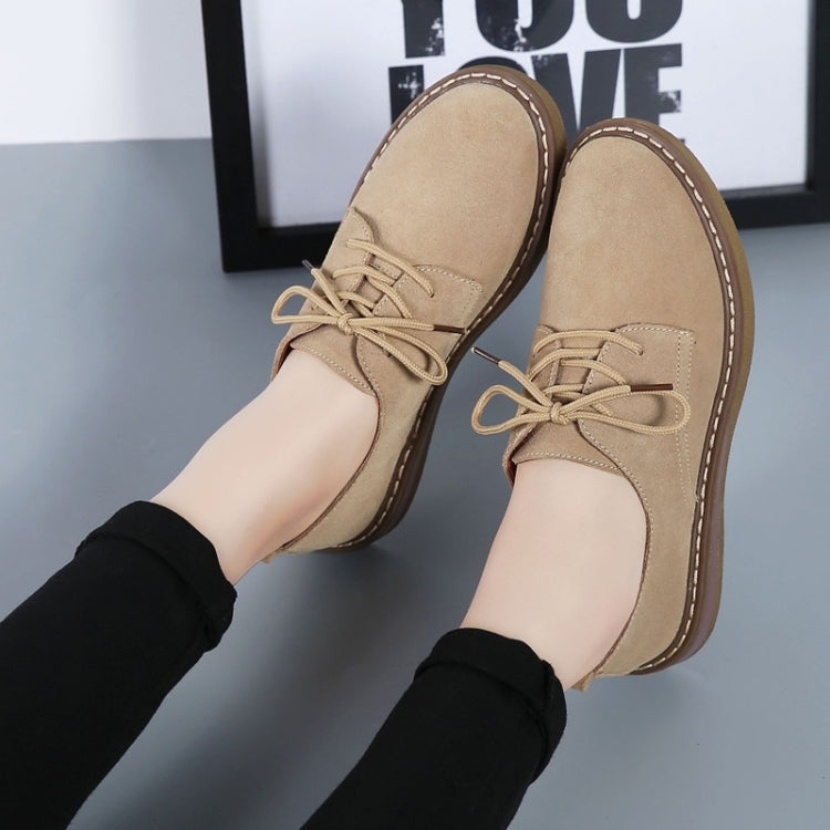 Suede Flat Bottom Lace-up Wear Resistant Fashion Casual Shoes for Woman — view 14