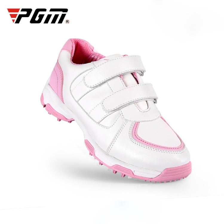 PGM Golf Microfiber Leather Sneakers Breathable Non-slip Outdoor Sport Shoes for Children(Color:White Pink Size:37), 30, 31, 32, 33, 34, 35