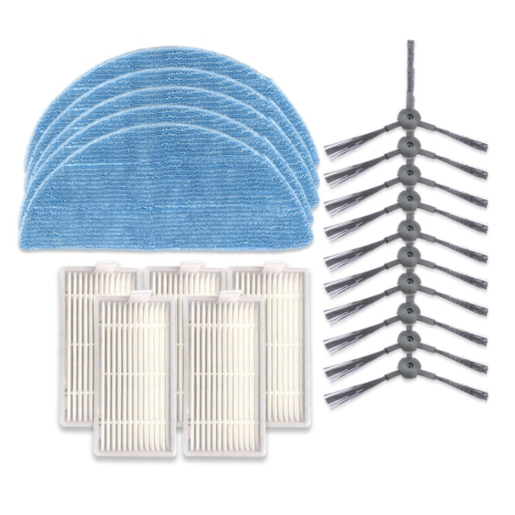 XI240 5 Pairs K614 Side Brushes + 5 PCS I208 Filters+ 5 PCS I201 Rags Set for ILIFE V5S Pro / V50 / V5S