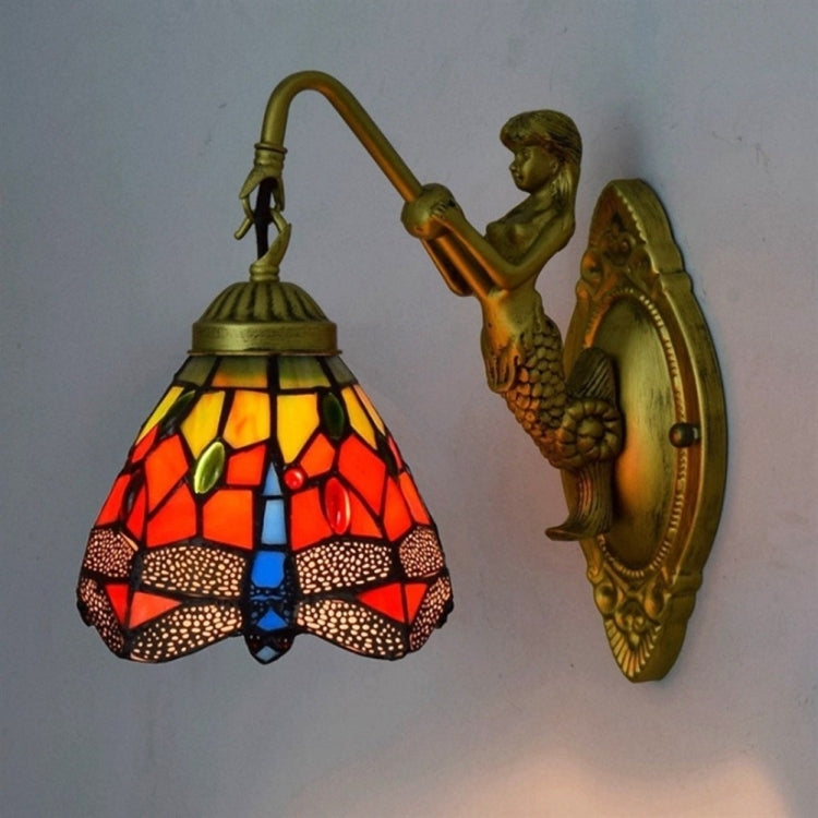 Retro Stained Glass Living Room Dining Room Bedroom Bar Club Aisle Wall Lamp — view 7