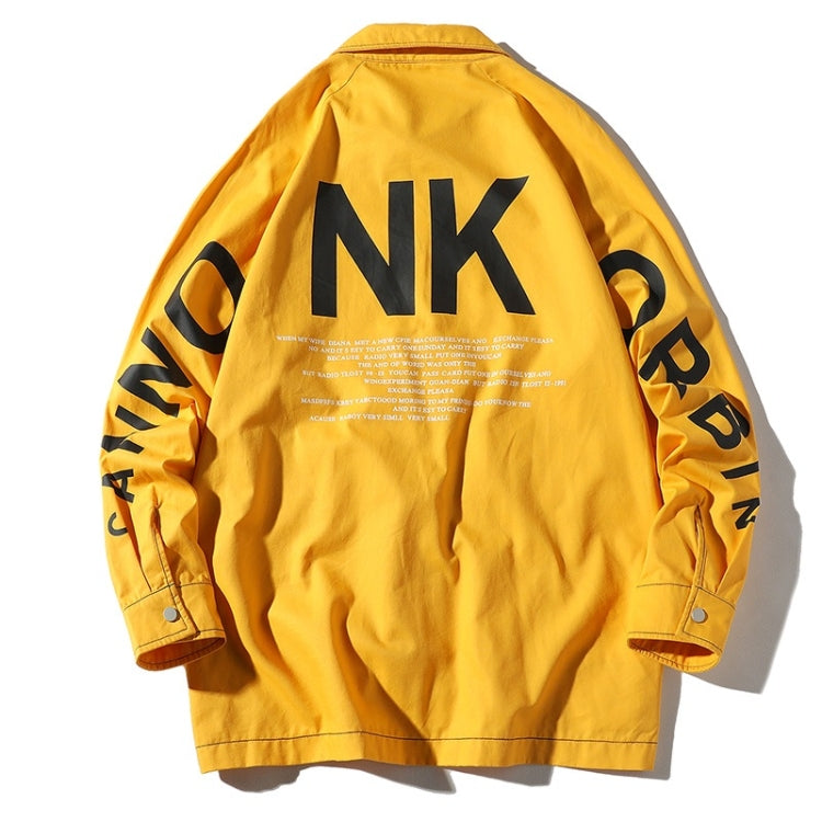 Letters Print Long Sleeve Coat Casual Jacket for Men