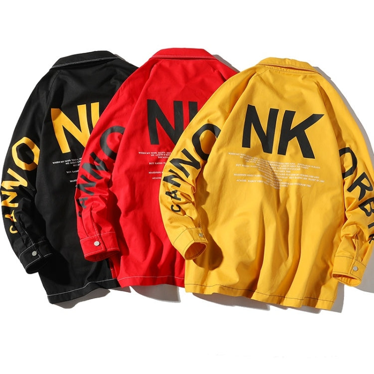 Letters Print Long Sleeve Coat Casual Jacket for Men