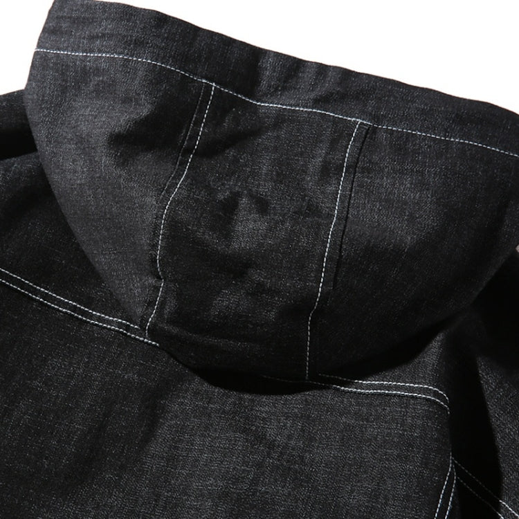 Hooded Casual Letter Print Tooling Denim Jacket for Men