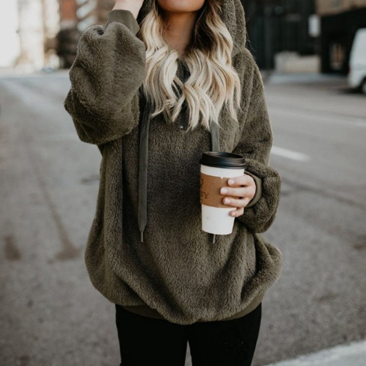 Long-sleeved Hooded Solid Color Women Sweater Coat (Color:Dark Gray Size:XXXXXL)