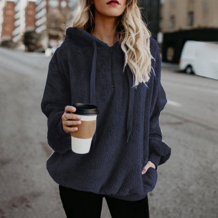 Long-sleeved Hooded Solid Color Women Sweater Coat (Color:Dark Gray Size:XXXXXL)