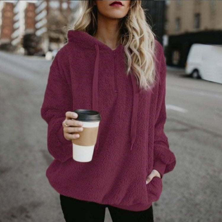 Long-sleeved Hooded Solid Color Women Sweater Coat (Color:Dark Gray Size:XXXXXL)