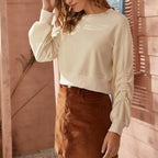 Solid Color Plush Rubber Women Sweatshirt
