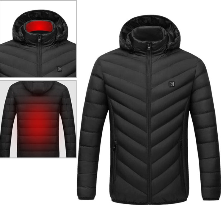 USB Heated Smart Constant Temperature Hooded Warm Coat for Men and Women (Color:Dark Blue Size:XXXXL) — view 20