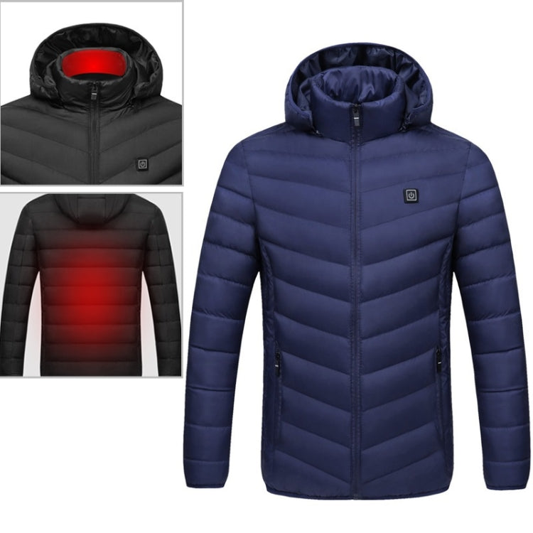 USB Heated Smart Constant Temperature Hooded Warm Coat for Men and Women (Color:Dark Blue Size:XXXXL) — Red