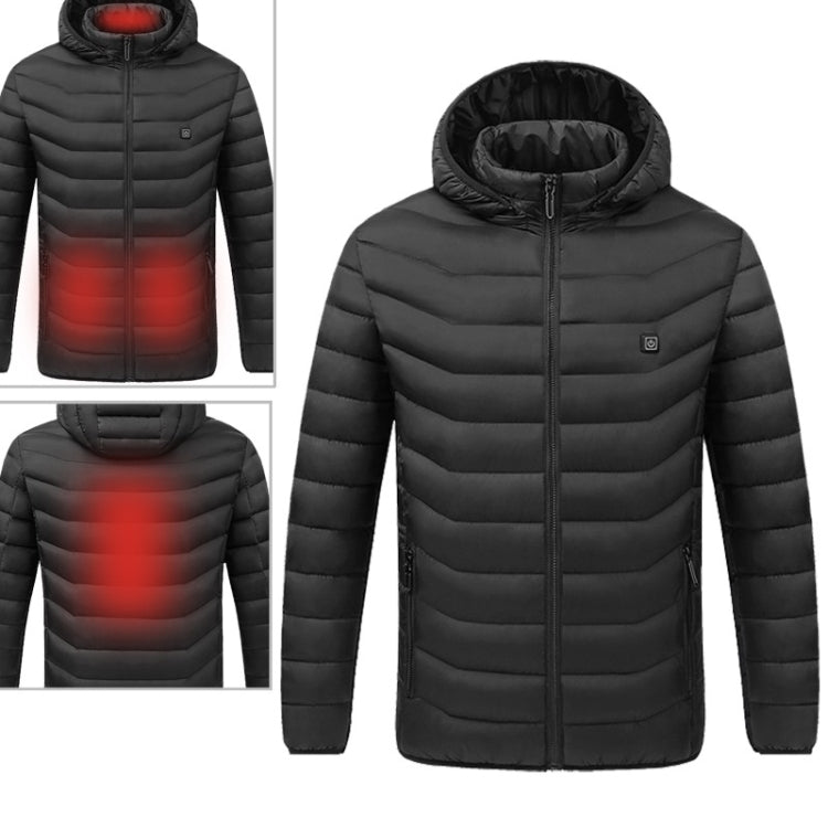 USB Heated Smart Constant Temperature Hooded Warm Coat for Men and Women (Color:Red Size:XXXXL)