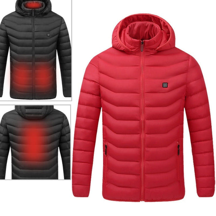 USB Heated Smart Constant Temperature Hooded Warm Coat for Men and Women (Color:Red Size:XXXXL) — view 16
