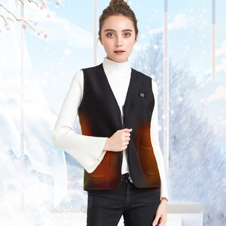 Plus Velvet Inside Men and Women Intelligent Charging Heating Vest Warm Clothes(Color:Black Size:XXXL), S