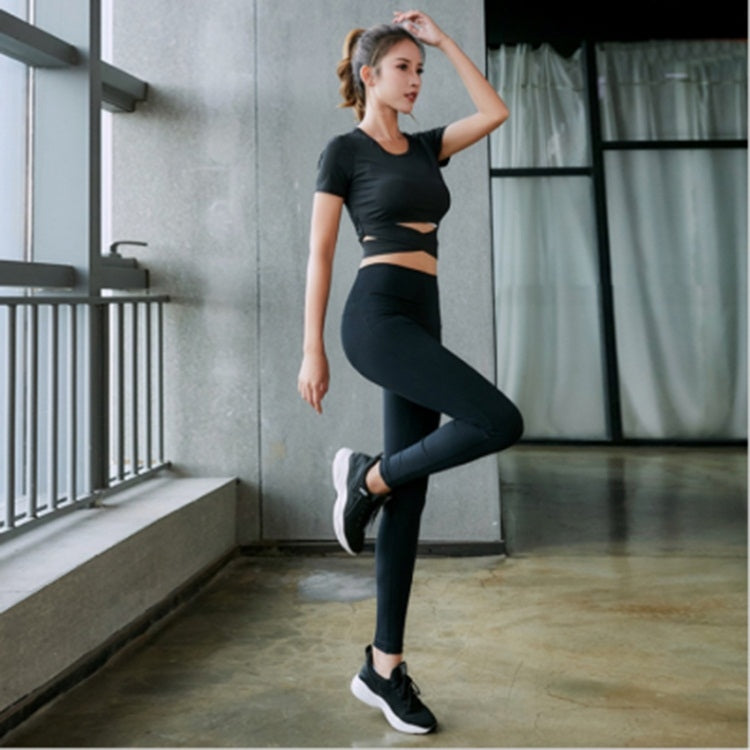 Sports Running Fitness Quick-drying Two-piece Suit (Color:Black Size:XL), M, L — view 10