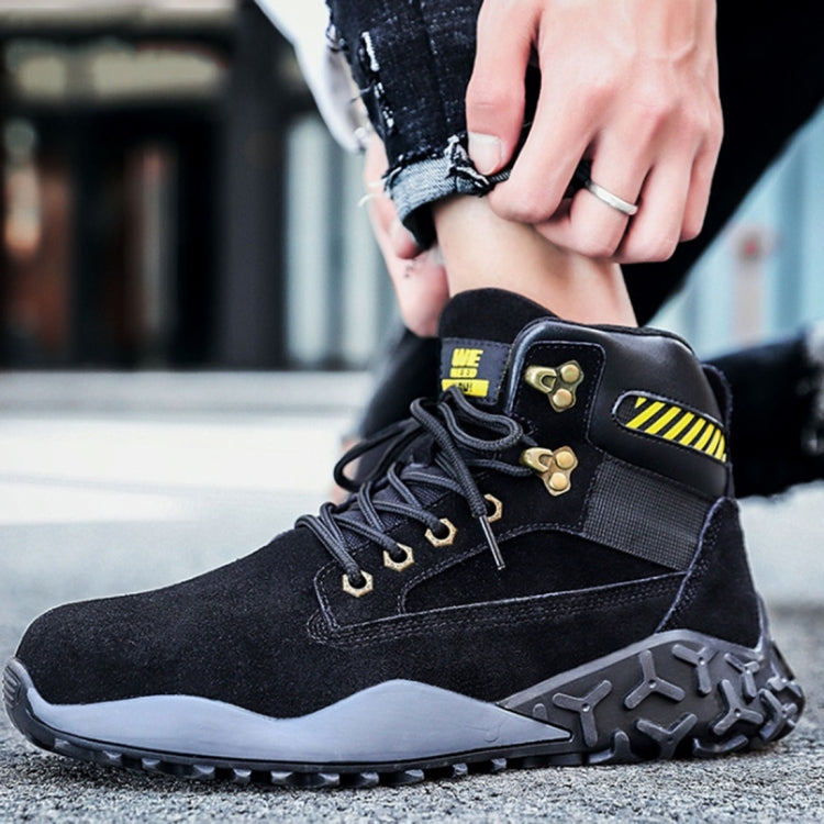 Jiefu Light And Breathable Steel Head Anti Smashing, Anti Piercing, Anti Slip And Waterproof Safety Shoes (Color:High Top Black Size:48) — view 17