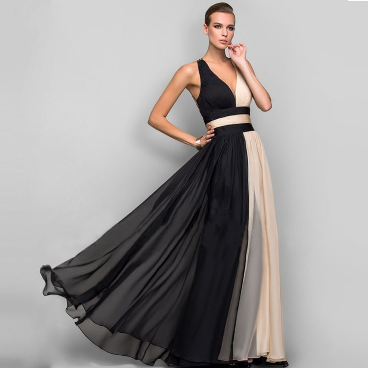 V-neck Open Back Contrast Party Dress, M, L, XL, XXL