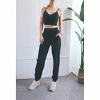 High Waist Drawstring Fitness Pants Loose Casual Sports Yoga Clothes (Color:Quicksand Powder Size:S)