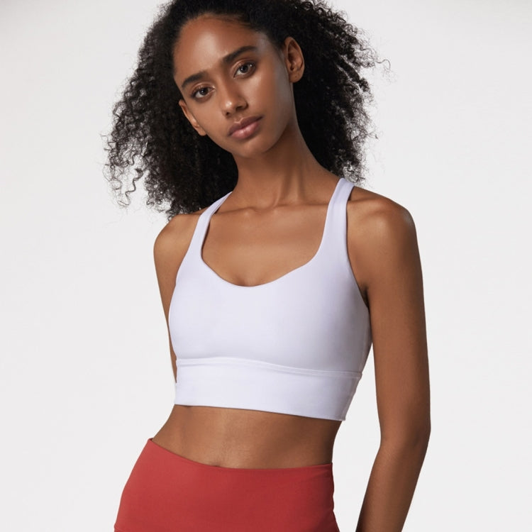 Skin Friendly Nude Sports Bra Cross Back Shockproof Fitness Vest (Color:Gray Blue Size:XL), S, M, L, XL — view 25